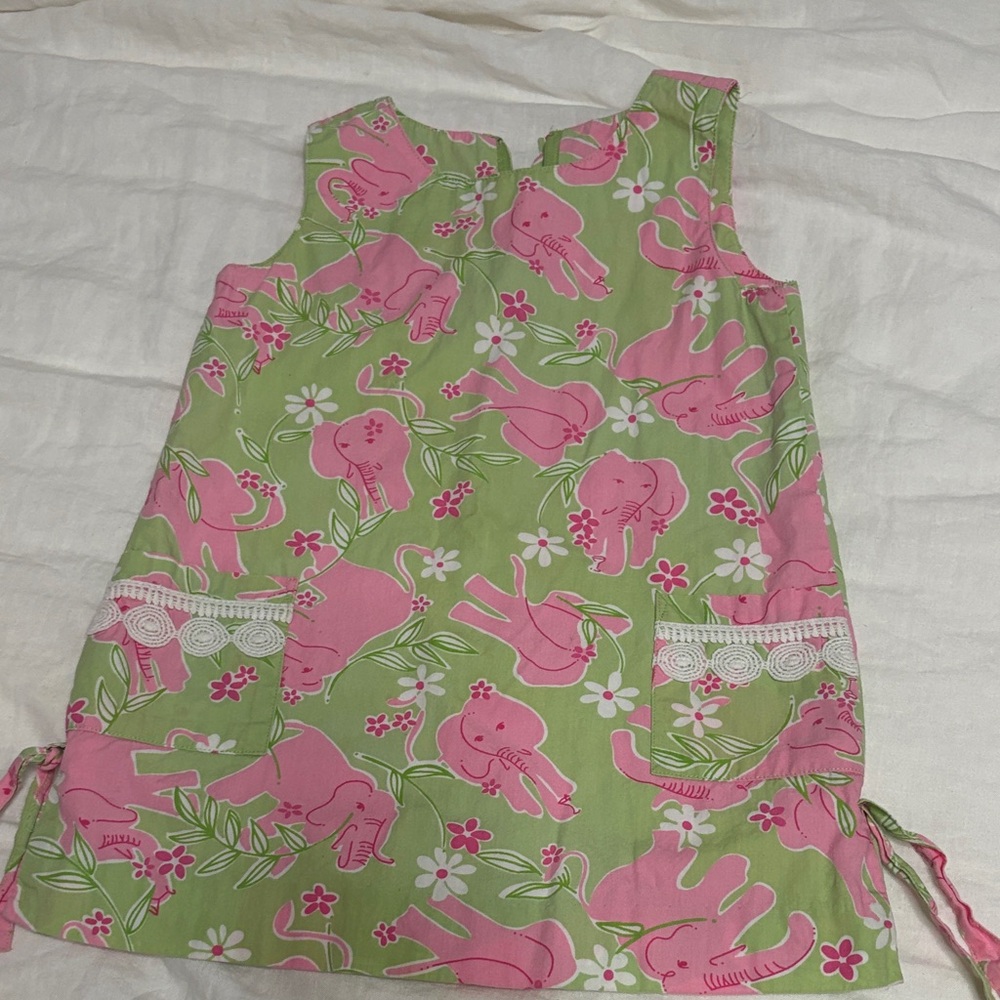Lilly Pulitzer Pink Elephant Print Dress on Green